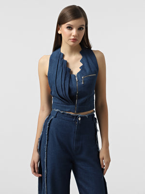 DRAPED DENIM VEST