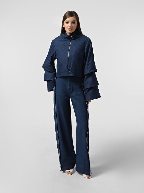 ZIPPED DENIM JEANS