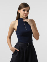 ZIPPED DENIM TOP