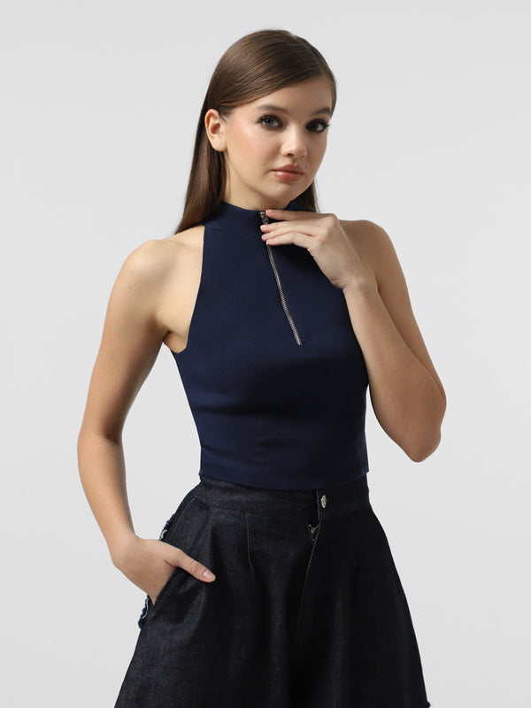 ZIPPED DENIM TOP