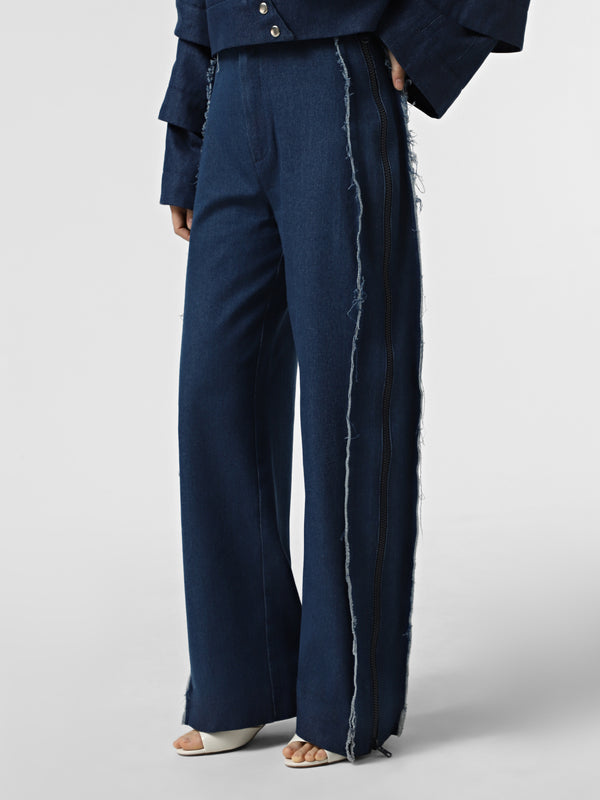 ZIPPED DENIM JEANS
