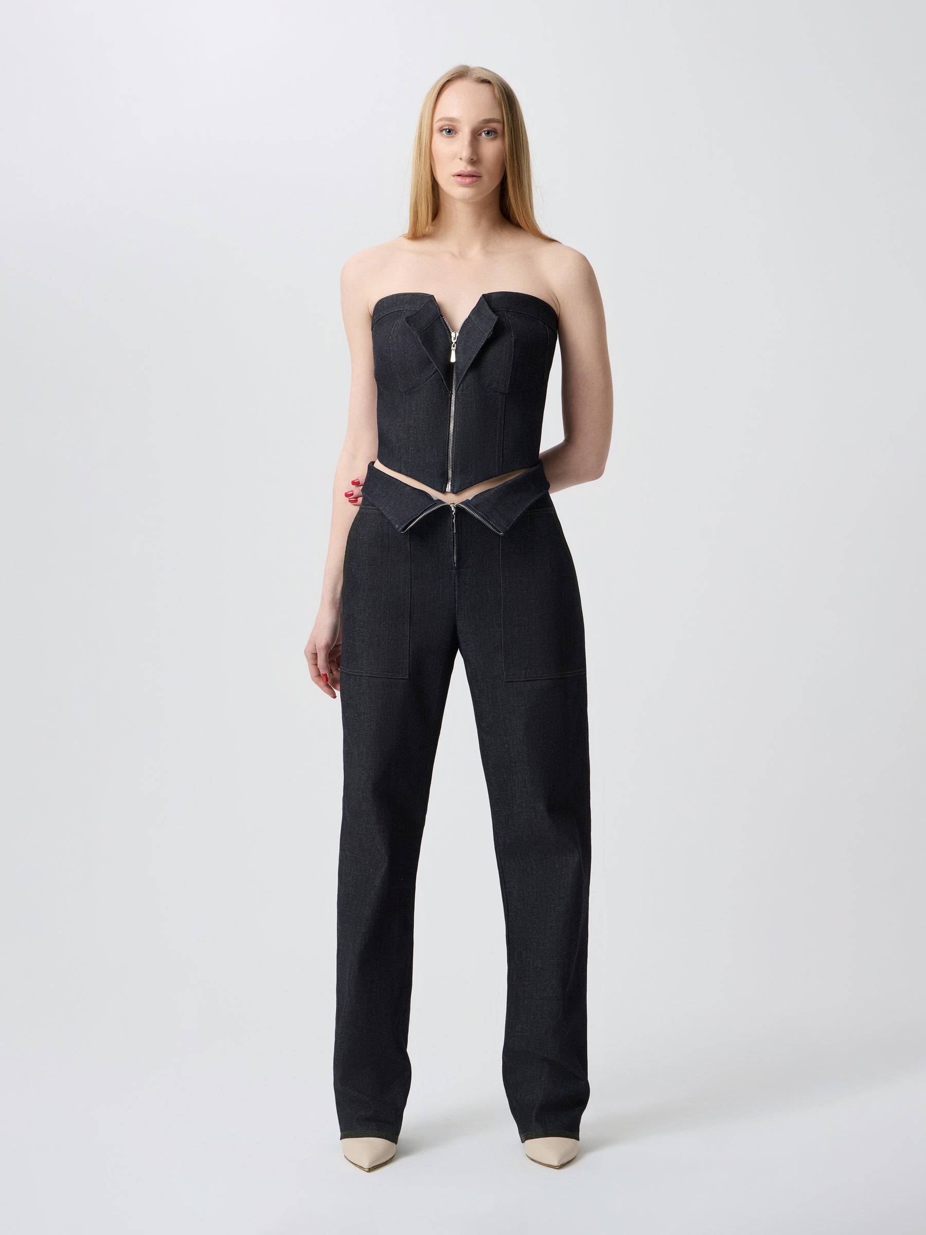 ZIP DENIM CORSET