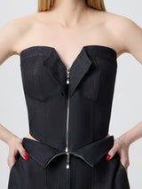 ZIP DENIM CORSET